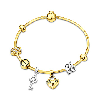 Фото Золотий браслет с подвесками и эмалью (арт. 324024жбечП2)