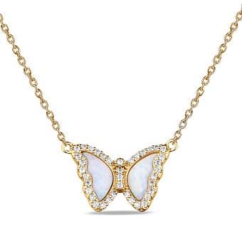 Серебряное колье с опалом и с желтым родированием (арт. 7507/1806жПоб)