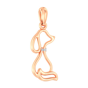 Золотая подвеска Собачка с фианитами (арт. 440612)