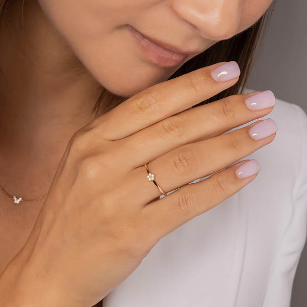 Кольцо из красного золота с фианитами (арт. 156458) – изображение 4