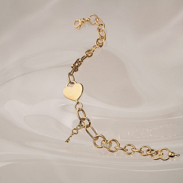 Золотий браслет Серце з підвіскою (арт. 325388жП1) – зображення 2