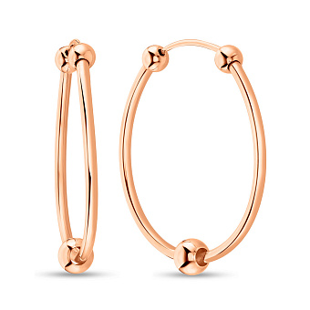 Фото Серьги-кольца из красного золота с шариками (арт. 121901/25)