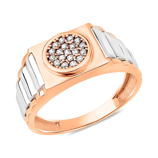 Золота печатка з фіанітами (арт. 180577кб) – зображення 1