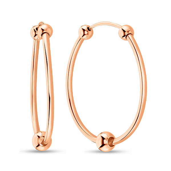 Сережки-кільця з червоного золота з кульками (арт. 121901/25) – зображення 1