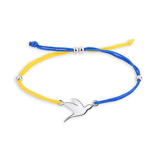 Патріотичний браслет на нитці зі срібною вставкою (арт. 7309/0790сжбрю) – зображення 1