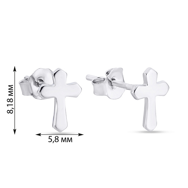 Серебряные пусеты в форме крестиков (арт. 7518/5167) – изображение 2