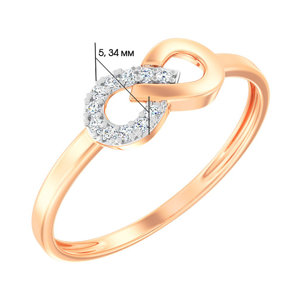 Кольцо из красного золота «Бесконечность» с фианитами (арт. 141115) – изображение 7