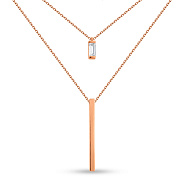 Многослойное колье из красного золота с фианитом (арт. 352437)