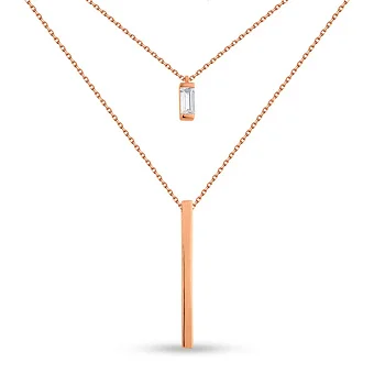 Многослойное колье из красного золота с фианитом (арт. 352437)