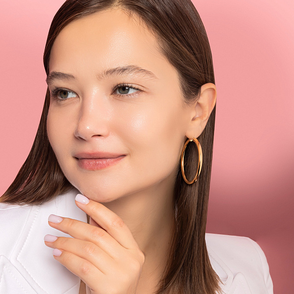 Золотые серьги-кольца (арт. 100945/45ж) – изображение 3