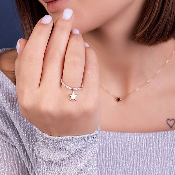 Золота каблучка з підвіскою (арт. 141266) – зображення 3