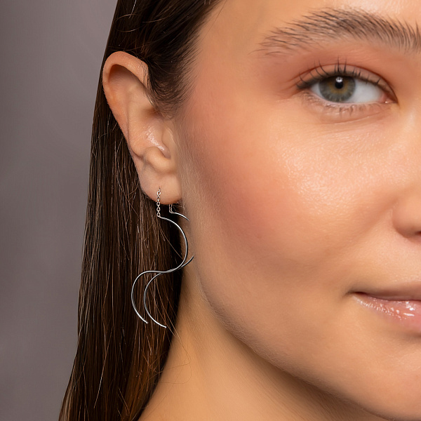 Серебряные серьги-протяжки без камней (арт. 7502/9624) – изображение 3