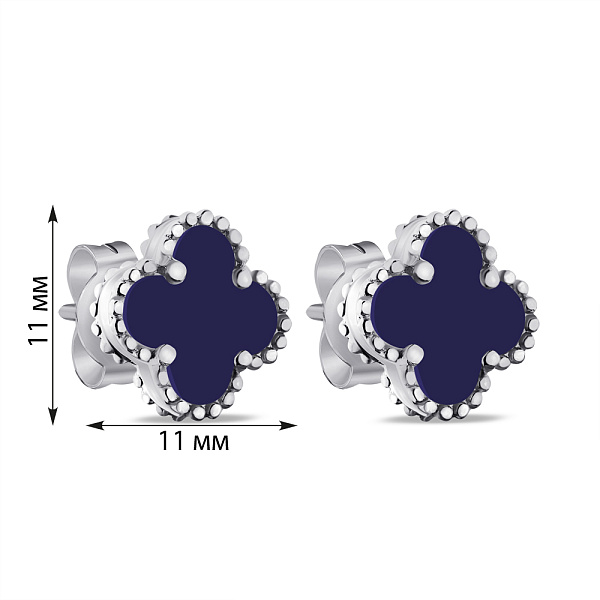 Срібні сережки Конюшина з оніксом (арт. 7518/5645/10ос) – зображення 2