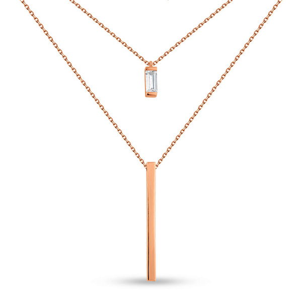 Многослойное колье из красного золота с фианитом (арт. 352437) – изображение 1