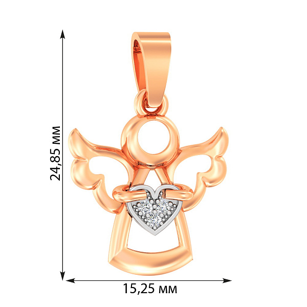 Золотая подвеска «Ангел» с фианитами (арт. 440498) – изображение 3