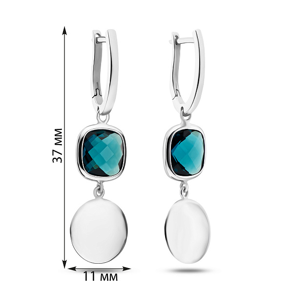 Золотые серьги с подвесками из кварца (арт. 106321бПкс) – изображение 3