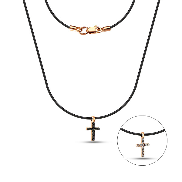 Золоте кольє з хрестиком з фіанітами (арт. 360082) – зображення 2