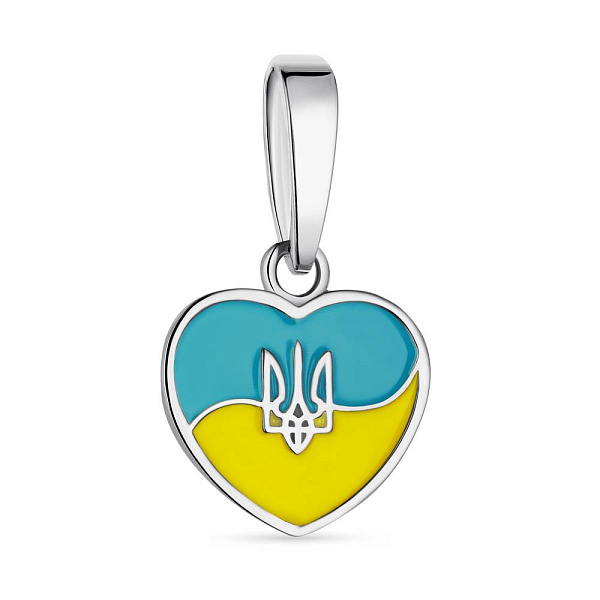 Срібний патріотичний підвіс Тризуб з блакитною і жовтою емаллю (арт. 7503/429ппегж) – зображення 1