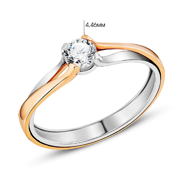 Каблучка з червоного і білого золота з  діамантом (арт. К011118040бк) – зображення 2