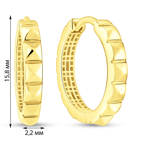 Сережки-кільця з жовтого золота (арт. 1091307/20ж) – зображення 5