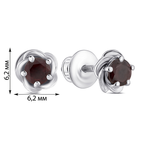 Срібні пусети з гранатом (арт. 7518/2058755Г) – зображення 2