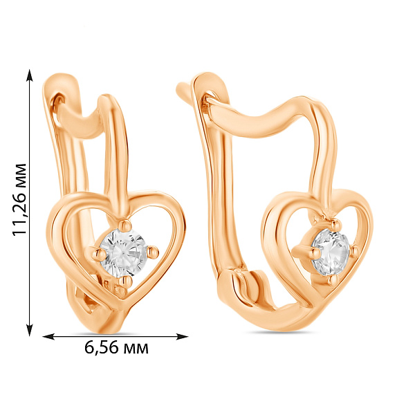 Дитячі золоті сережки «Сердечка» з фіанітами (арт. 106558) – зображення 2