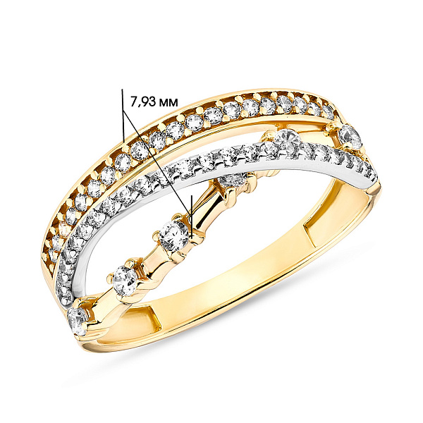 Кольцо из желтого и белого золота с фианитами (арт. 155016жб) – изображение 2