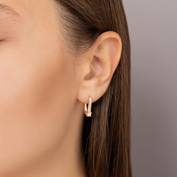 Серьги из красного золота с бриллиантами (арт. С011393030) – изображение 2