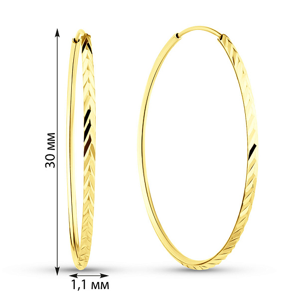 Серьги-кольца из желтого золота (арт. 121904/30ж) – изображение 4