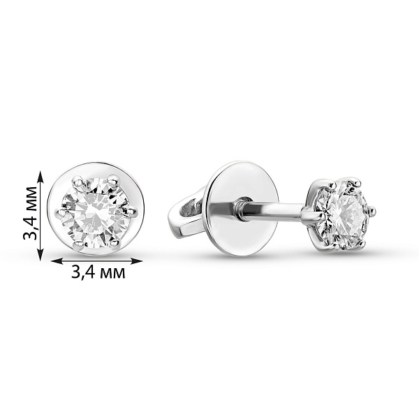 Сережки-пусети з білого золота з діамантами (арт. Т011135030б) – зображення 2