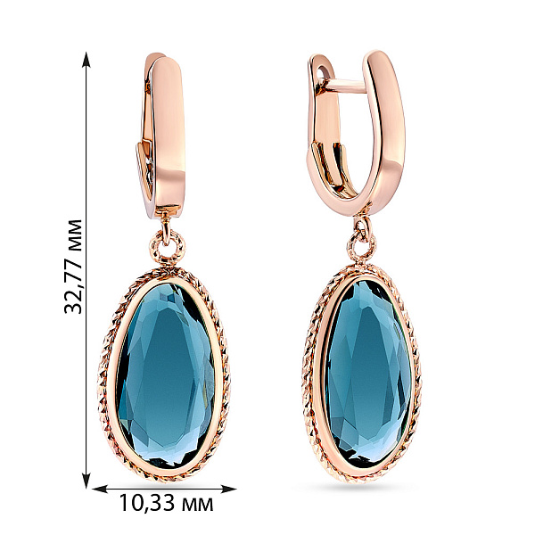 Золотые серьги-подвески с кварцем (арт. 107601Пкс) – изображение 3