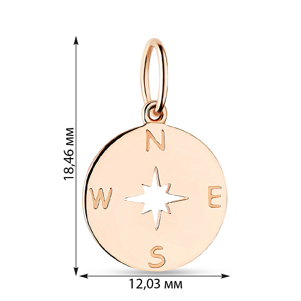 Золотой кулон в красном цвете металла (арт. 424255) – изображение 2
