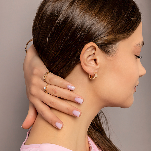 Сережки-кільця з золота з алмазною гранню (арт. 120303) – зображення 5