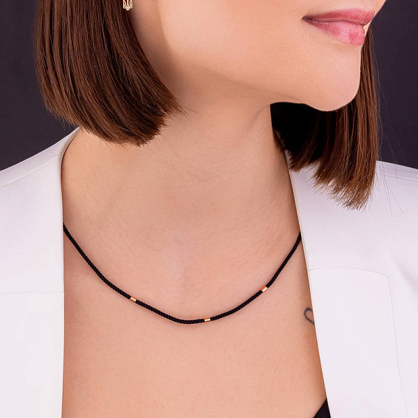 Шелковый шнурок с золотыми вставками (арт. 360144) – изображение 3