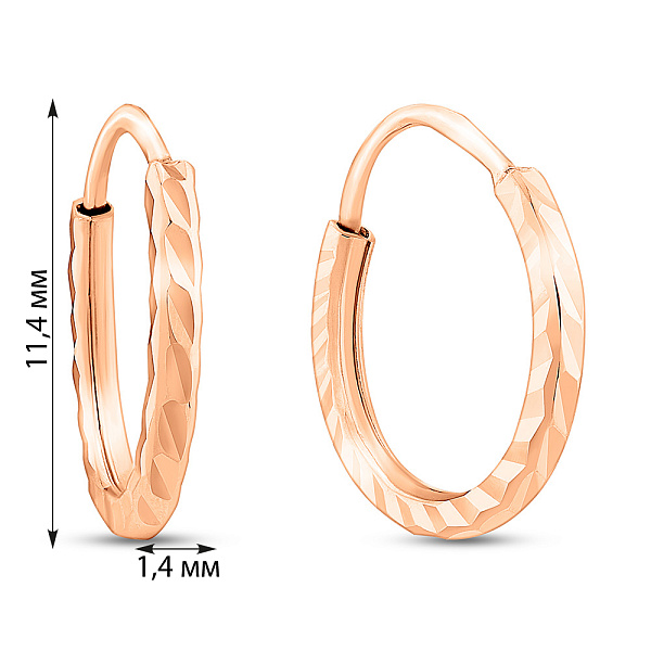 Золотые серьги-кольца с алмазной гранью (арт. 121903/10) – изображение 5