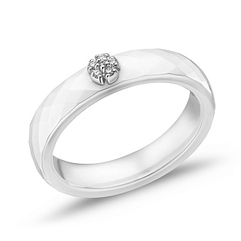 Кольцо из белой керамики и золота с бриллиантами (арт. К011790бба)