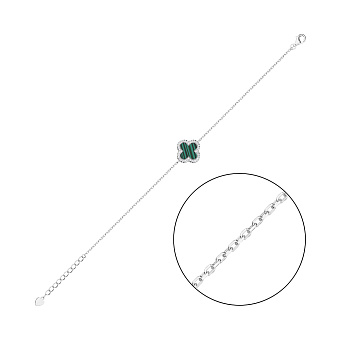 Фото Серебряный браслет с малахитом и фианитами (арт. 7509/4080/15млх)