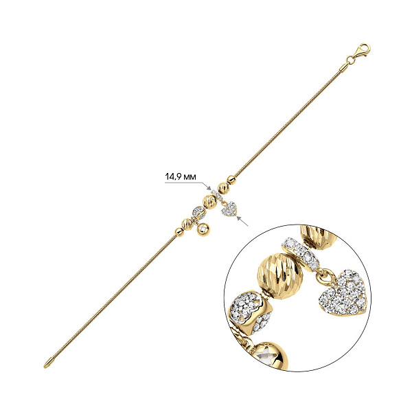 Браслет из желтого золота с фианитами (арт. 325680жП2) – изображение 2