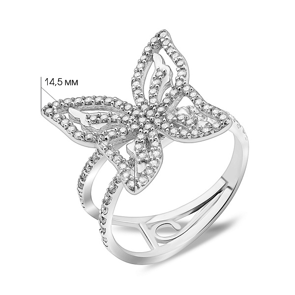 Золотое кольцо Бабочка с фианитами (арт. 152096б) – изображение 3