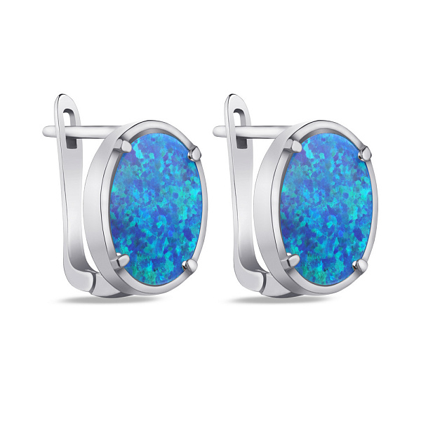 Сережки из серебра с опалом (арт. 7502/3910Пос) – изображение 1