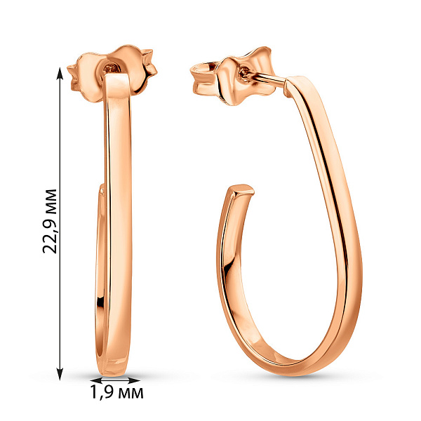 Сережки-пусети з червоного золота (арт. 1091163) – зображення 4