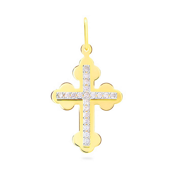 Декоративний хрестик з золота з фіанітами (арт. 545700ж) – зображення 1