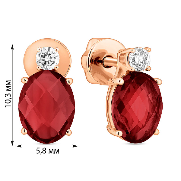Золотые серьги с гранатом и фианитами (арт. 110379Пк) – изображение 2