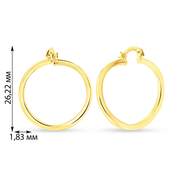 Серьги-кольца из желтого золота без камней (арт. 108874/25ж) – изображение 2