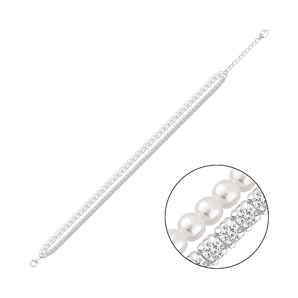 Срібний тенісний браслет з перлами (арт. 7509/5276жб) – зображення 1