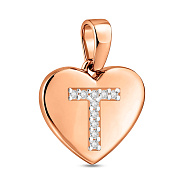 Фото Кулон Буква Т из красного золота с фианитами (арт. 440980)