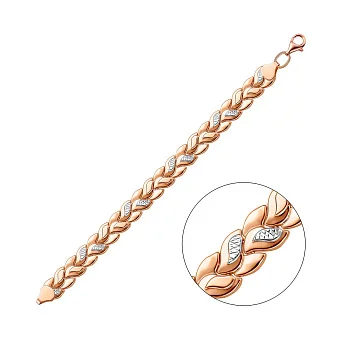 Браслет з червоного золота з родіюванням (арт. 327007р)