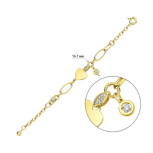 Золотой браслет с подвеской (арт. 326762жП1) – изображение 2