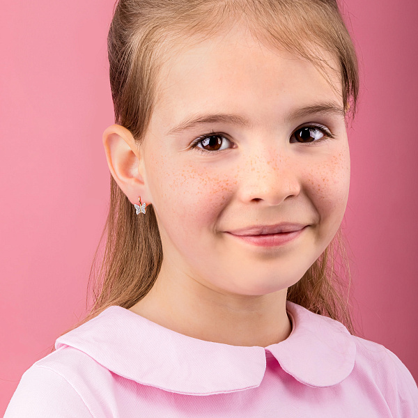 Золоті сережки Метелики з фіанітами (арт. 110044) – зображення 3