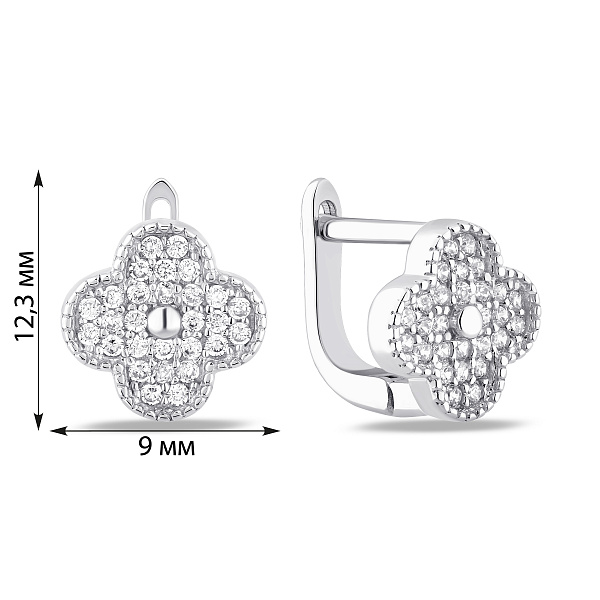Серебряные серьги Клевер с фианитами (арт. 7502/10072/9) – изображение 2